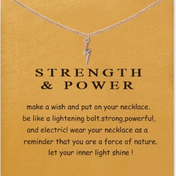 Strength and power lightning bolt necklace- silver - Picture 3 of 4